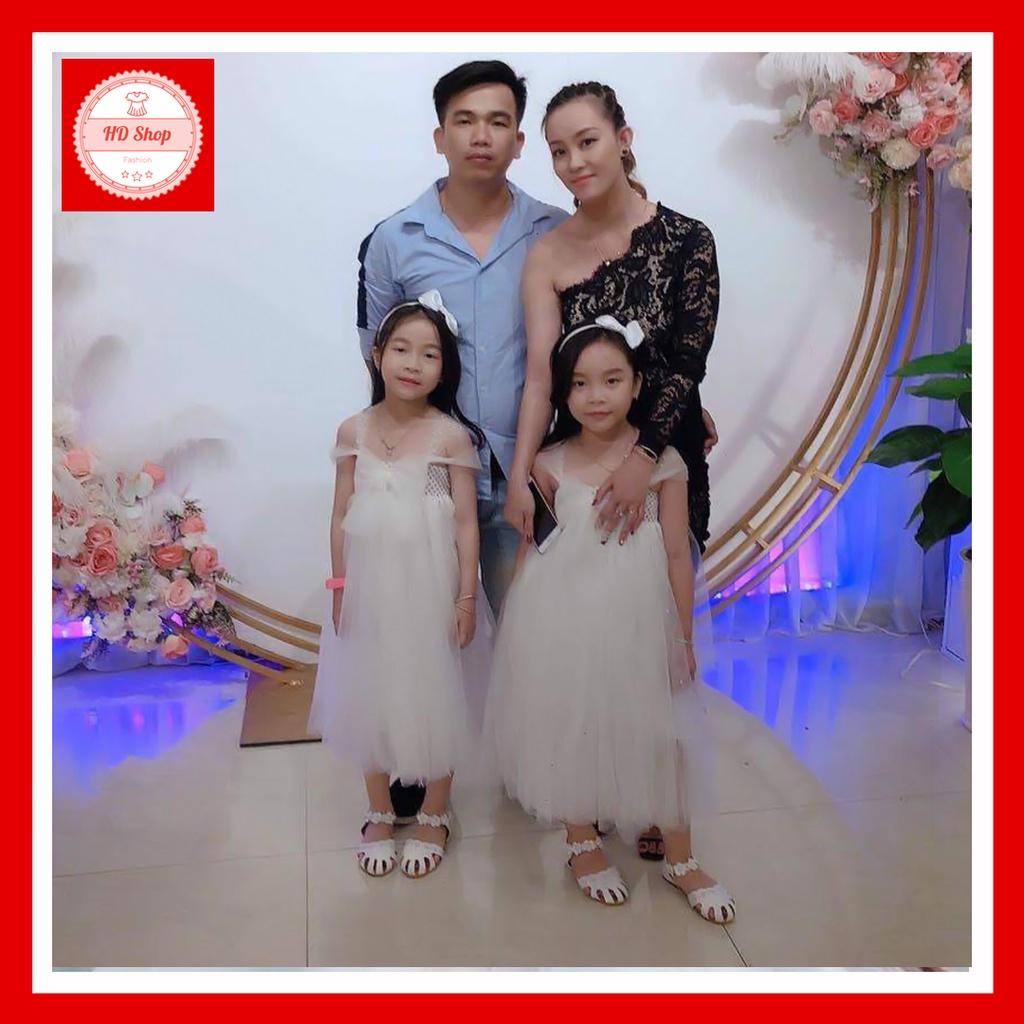 Váy bé gái trắng nơ đính đá