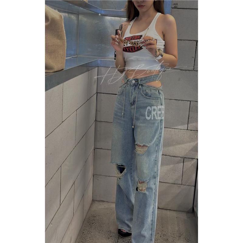 Quần Jean Suông Ống Rộng Cut Eo - J60