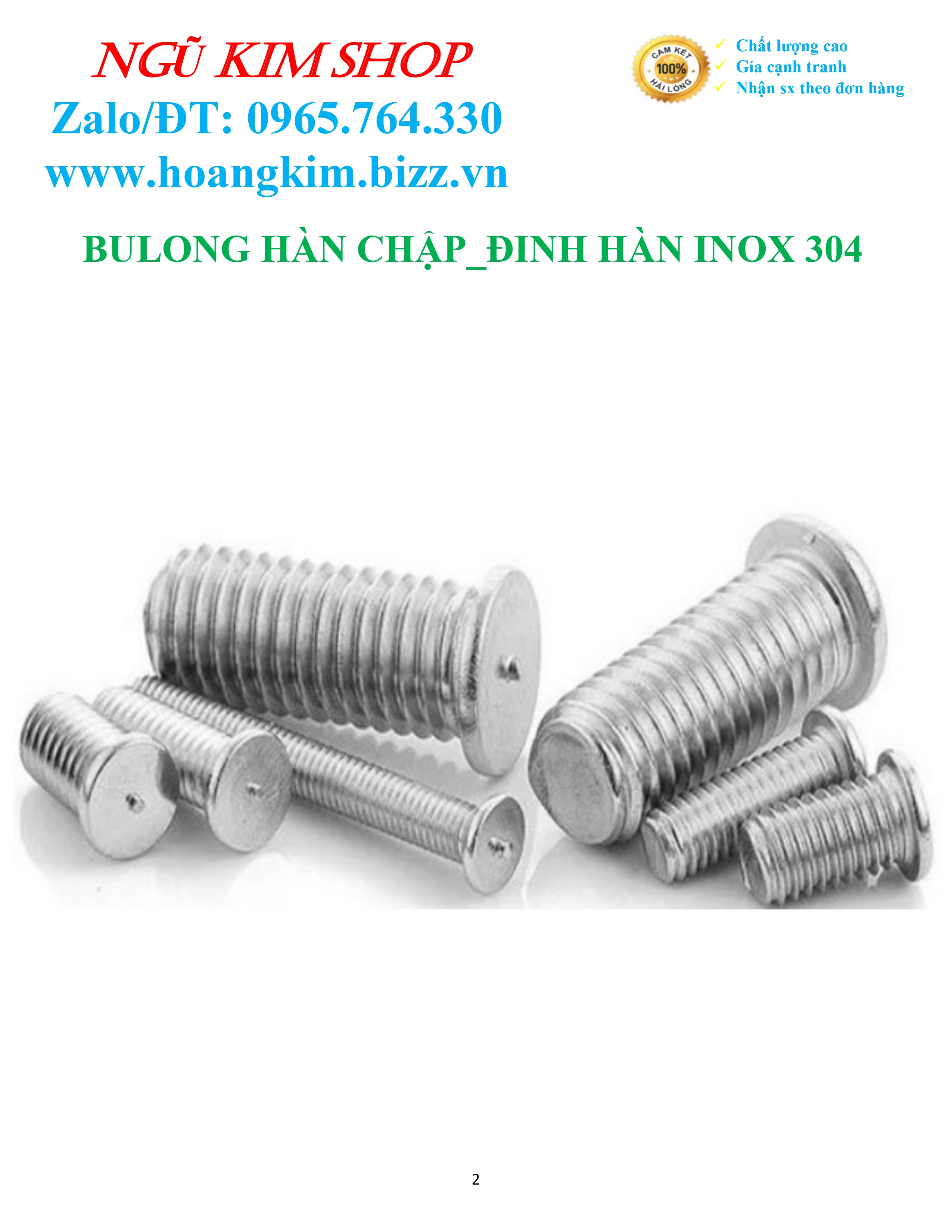 BULONG HÀN CHẬP _ ĐINH HÀN M3 INOX304