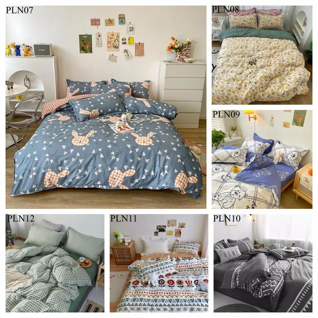 Trọn Bộ 4 Món Chăn Ga Gối Cotton Poly Nhập Mẫu GẤU TRÚC KẺ CARO đủ kích thước
