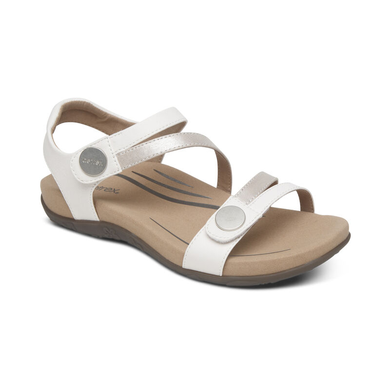 Giày sandal sức khỏe nữ Aetrex Jess White - nâng vòm giảm đau chân
