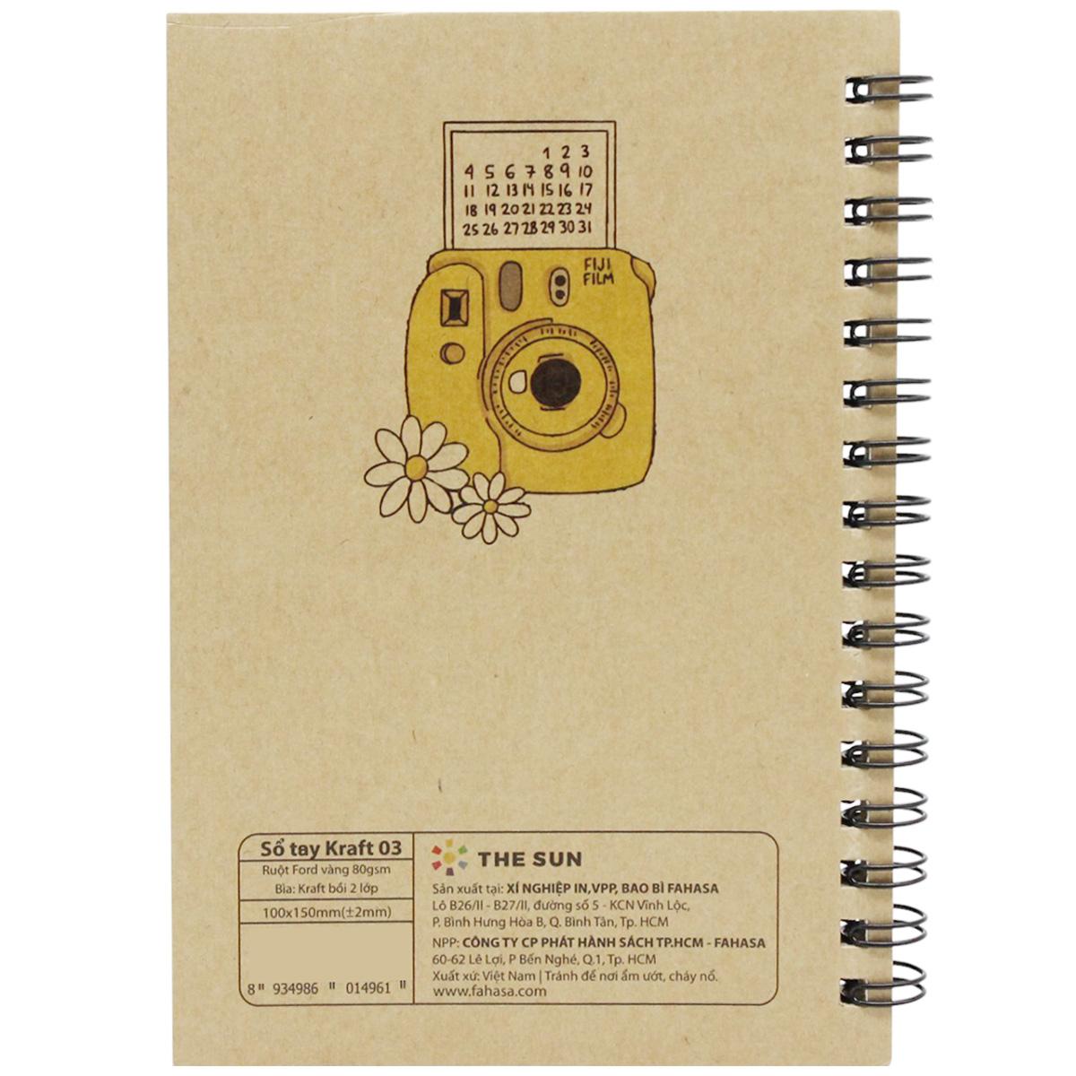 Sổ Lò Xo Kraft A6 - Không Kẻ Có Chấm - 80gsm - The Sun 03