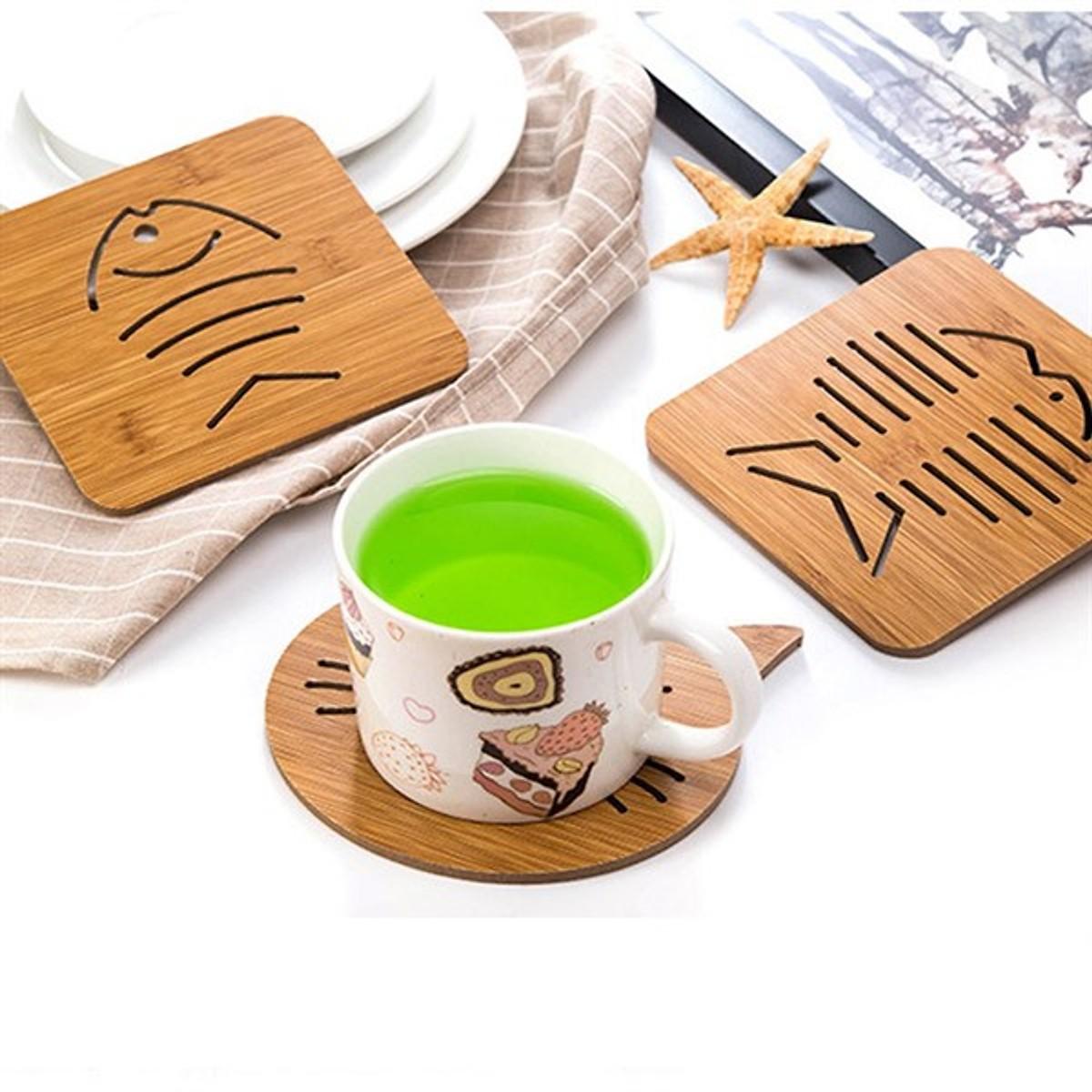 Combo 6 Đế Lót Nồi Bằng Gỗ Chịu Nhiệt Hình Thú - Hàng Loại 1