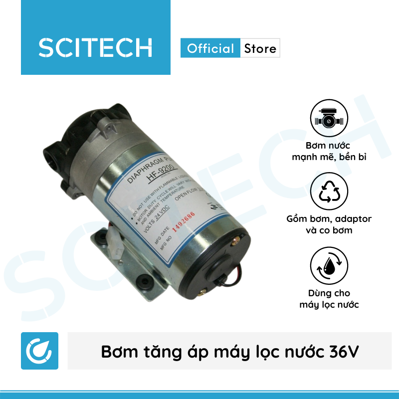 Bơm tăng áp máy lọc nước 36V (Tặng kèm co bơm) - Hàng chính hãng