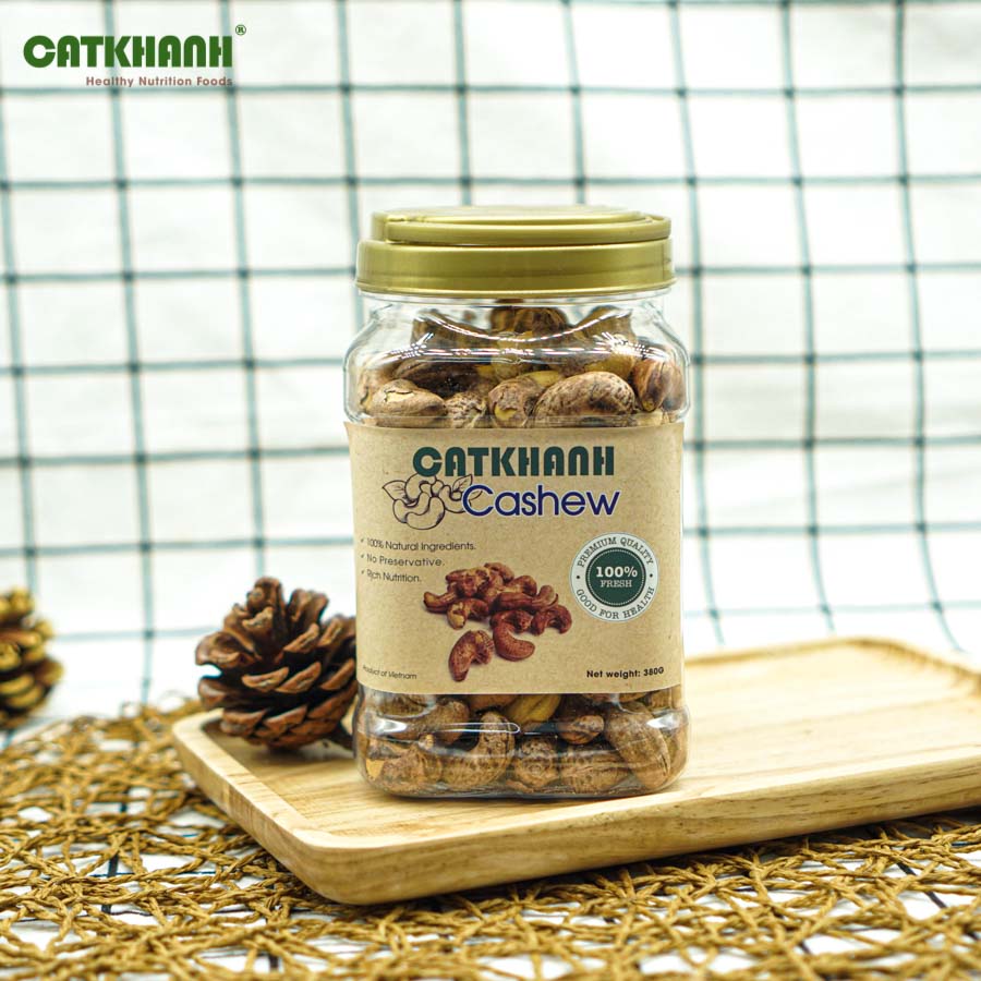 Hạt điều rang muối vỏ lụa Cát Khánh hủ 180gr