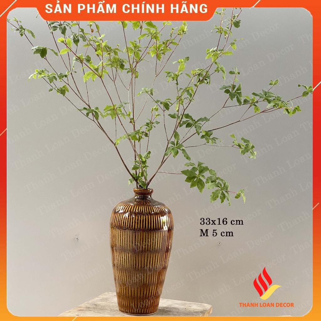 Lọ hoa gốm Bát Tràng cao cấp 33 cm - Bình hoa decor trang trí cỡ to - Men hỏa biến