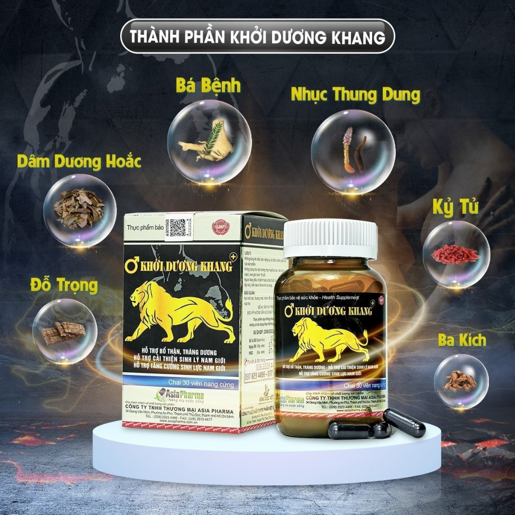 [COMBO 6 HỘP] Viên uống bổ thận tráng dương Khởi Dương Khang Asia Pharma hỗ trợ tăng cường sinh lý nam - Hộp 30 viên