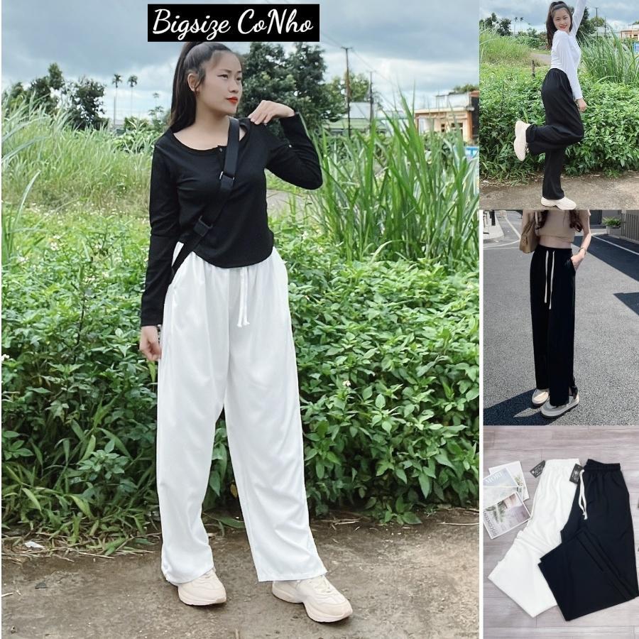 Quần suông dài xẻ tà bigsize nữ khóa kéo QK - Màu Đen