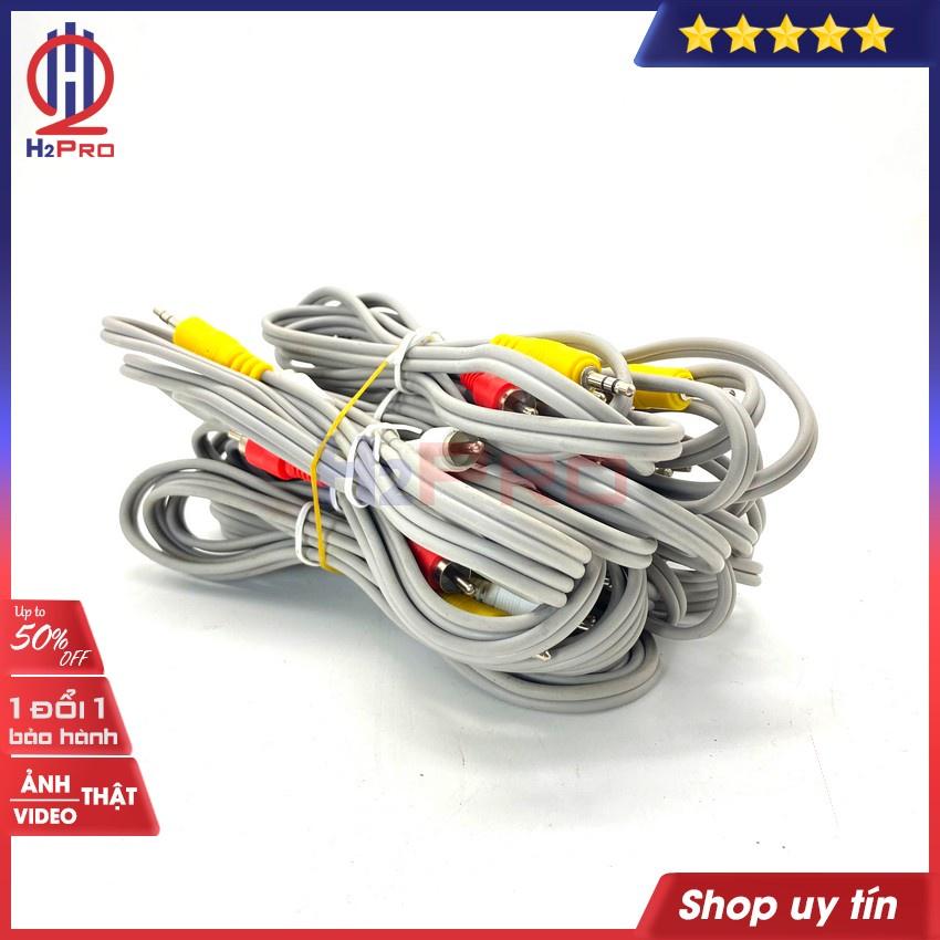 Combo 10 Dây 3.5 ra av xịn H2pro dài 140cm-dày dặn-chống nhiễu , Dây cáp loa 3.5mm to AV 2 RCA Audio cao cấp