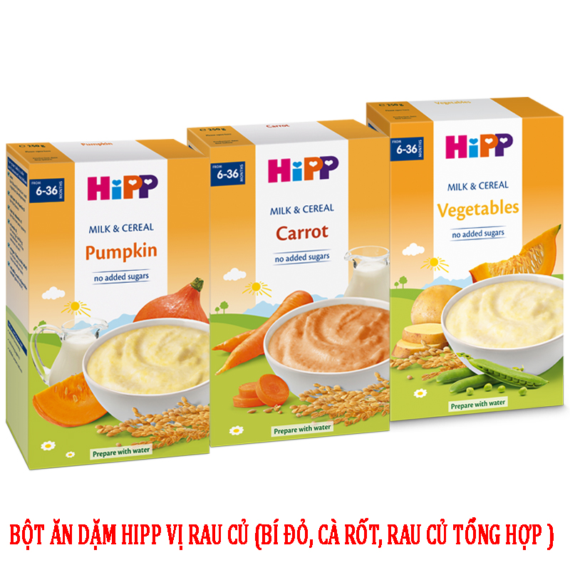 COMBO BỘT ĂN DẶM HIPP Cà Rốt Bí Đỏ Rau Củ Tổng Hợp