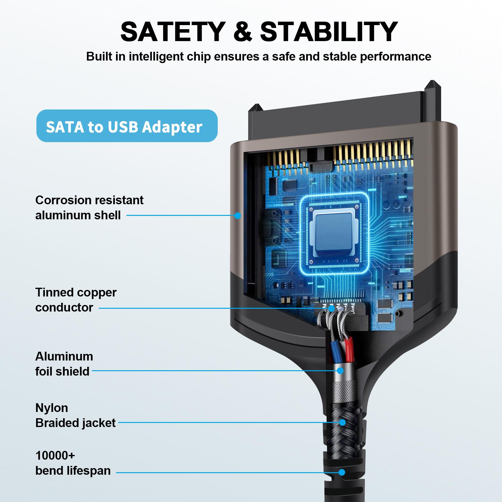 USB 3.0/loại C đến SATA 7 15 22 PIN Cáp, Bộ chuyển đổi ổ cứng ổ cứng bên ngoài