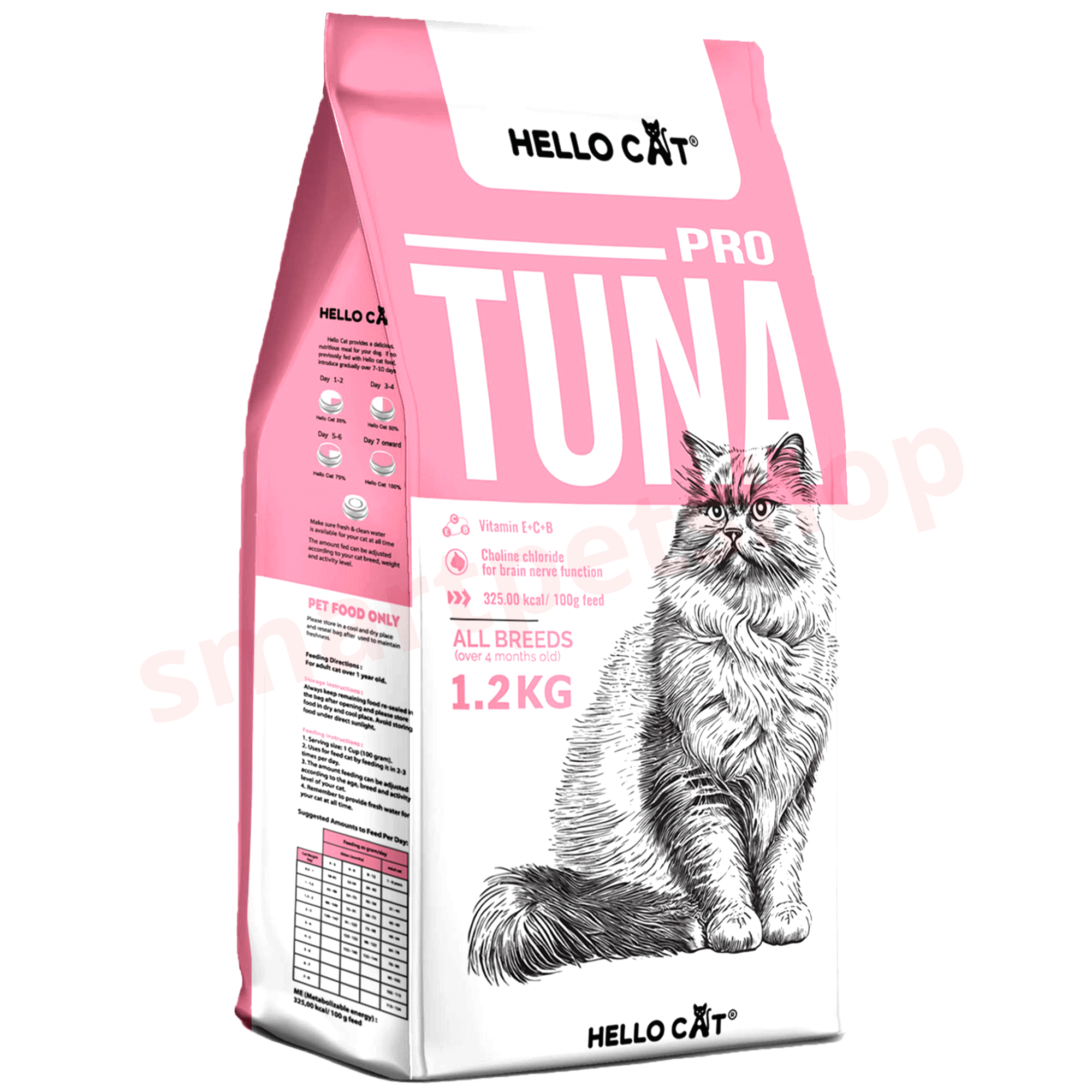 Thức Ăn Hạt Cho Mèo Thái Lan Hello Cat Tuna 1.2Kg - Tặng Lon Pate Hello Cat 190G