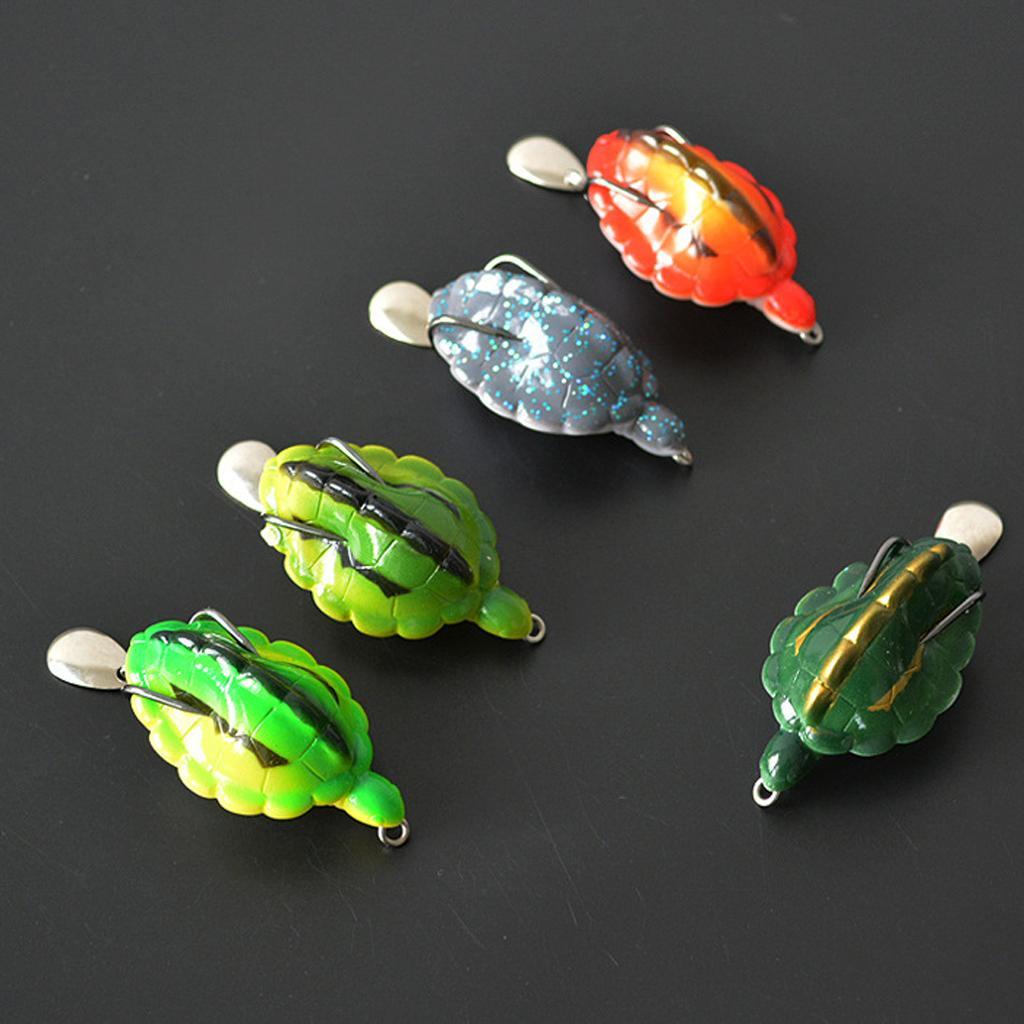 5Pcs Topwater Fishing Lure Hook Baits Crankbait Spinner Tortoise with Spoon