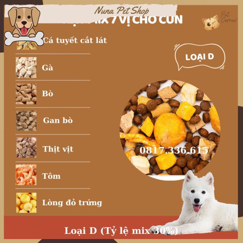 Hạt mix cao cấp cho cún trộn thịt bò, gà, tôm, cá, lòng đỏ trứng, rau củ quả - Thức ăn hạt cho chó kén ăn