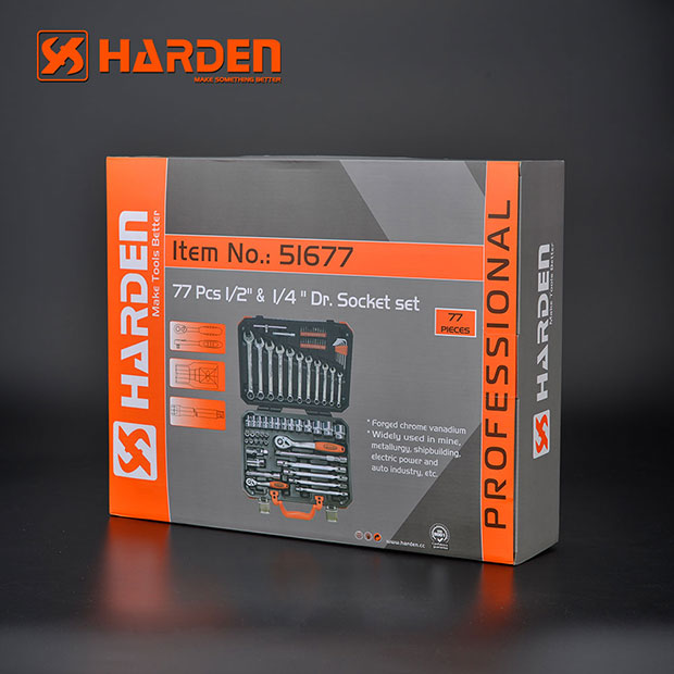 Bộ Dụng Cụ HARDEN 77 Dụng Cụ Chi Tiết Bằng Thép Cao Cấp CRV Tiêu Chuẩn Châu Âu - Hộp Nhựa Nguyên Chất, Chịu Được Va Đập , Độ Bền Cao, Dễ Dàng Sử Dụng Di Chuyển - 42x30x10 - Hàng Chính Hãng HARDEN