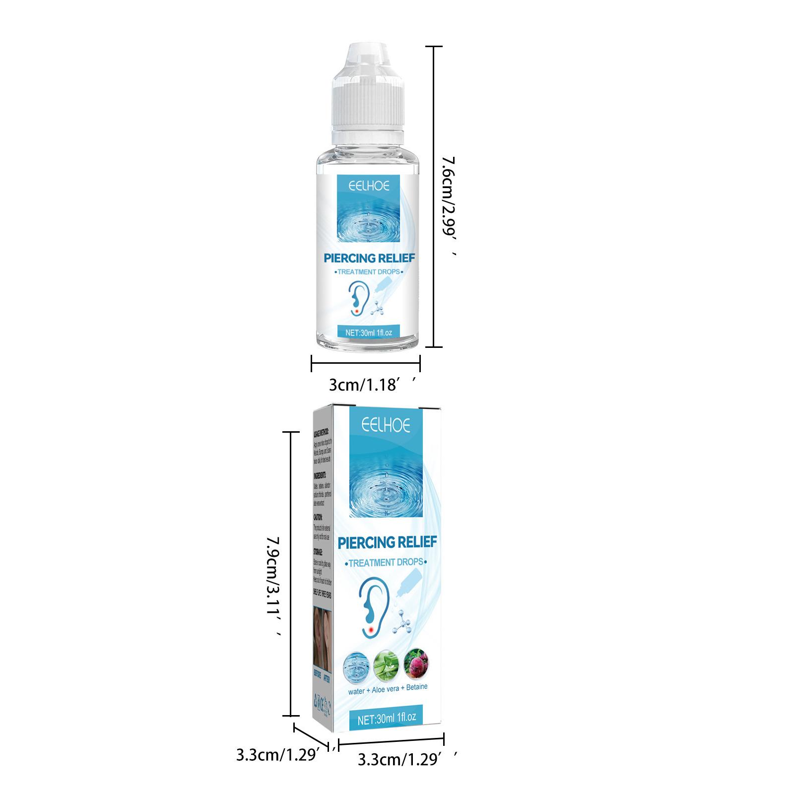EELHOE 30ml Piercing Relief Treatment Drops Aftercare Treatment Gentle Soothing Bumps Keloid for Ears Nose Nipples Facial Body Areas