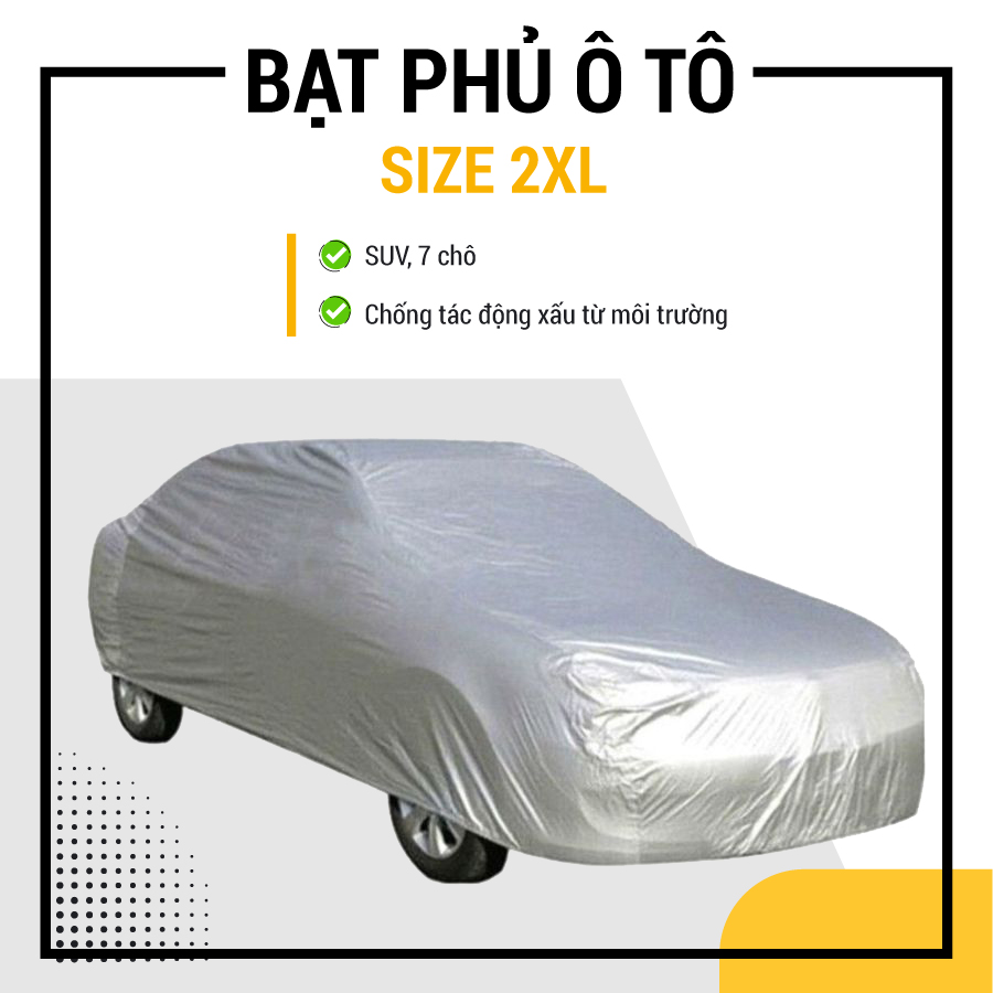 Bạt phủ ô tô tráng bạt 3 lớp Size 2XL