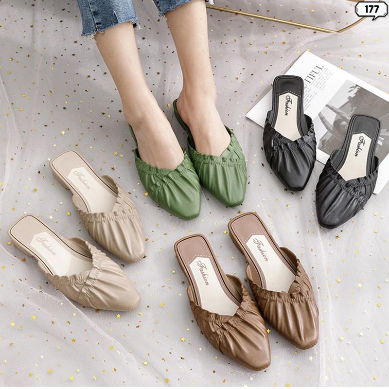 Dép Sục Nữ Bít Mũi Có Bèo Nhún Đế 5cm Đi Êm Chân Co Giãn Ôm Theo Form Chân Nhìu Màu 177