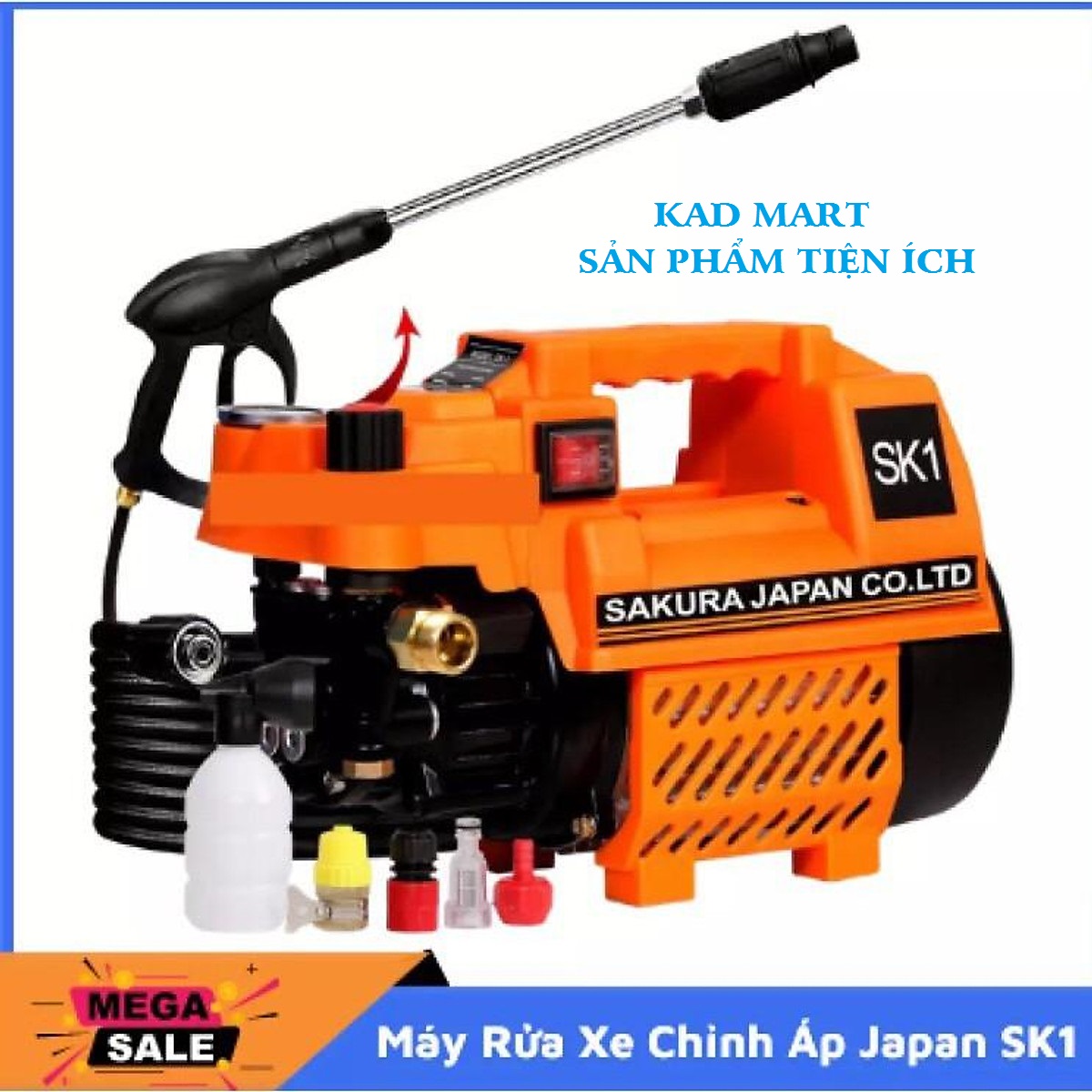 MÁY PHUN XỊT RỬA XE SAKURA_KADMART THẾ HỆ MỚI, MÁY DÂY ĐỒNG, CÓ CHỈNH ÁP PHÙ HỢP CHO MỌI CÔNG VIỆC