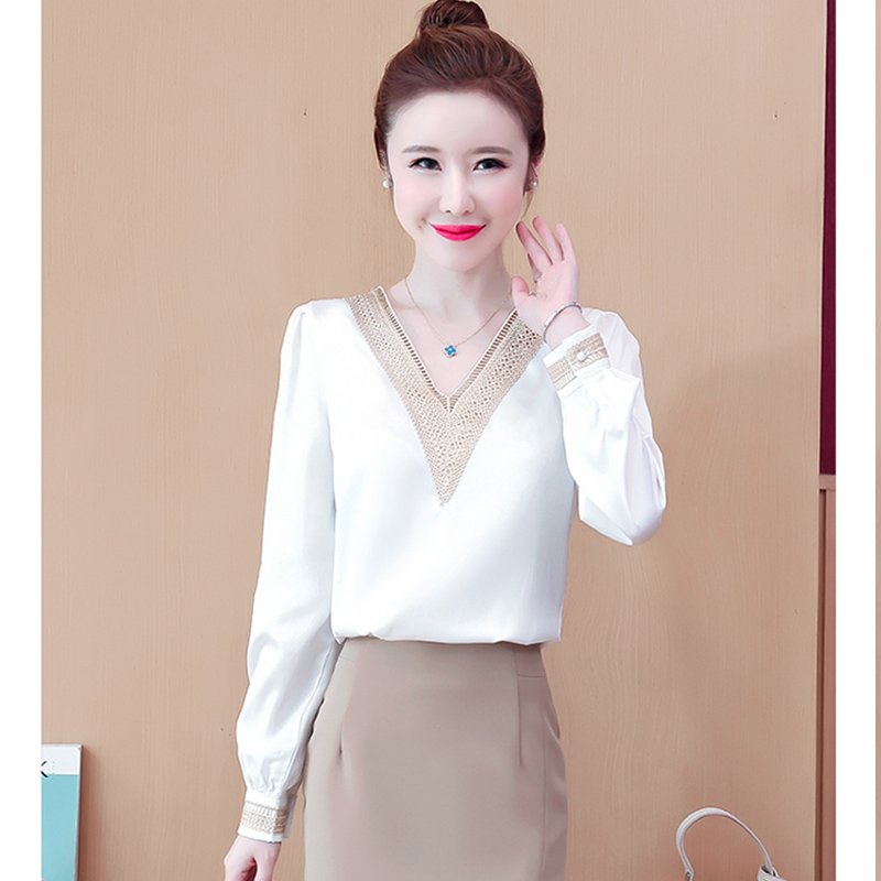 ÁO SƠ MI CÔNG SỞ CỔ V PHỐI REN CAO CẤP