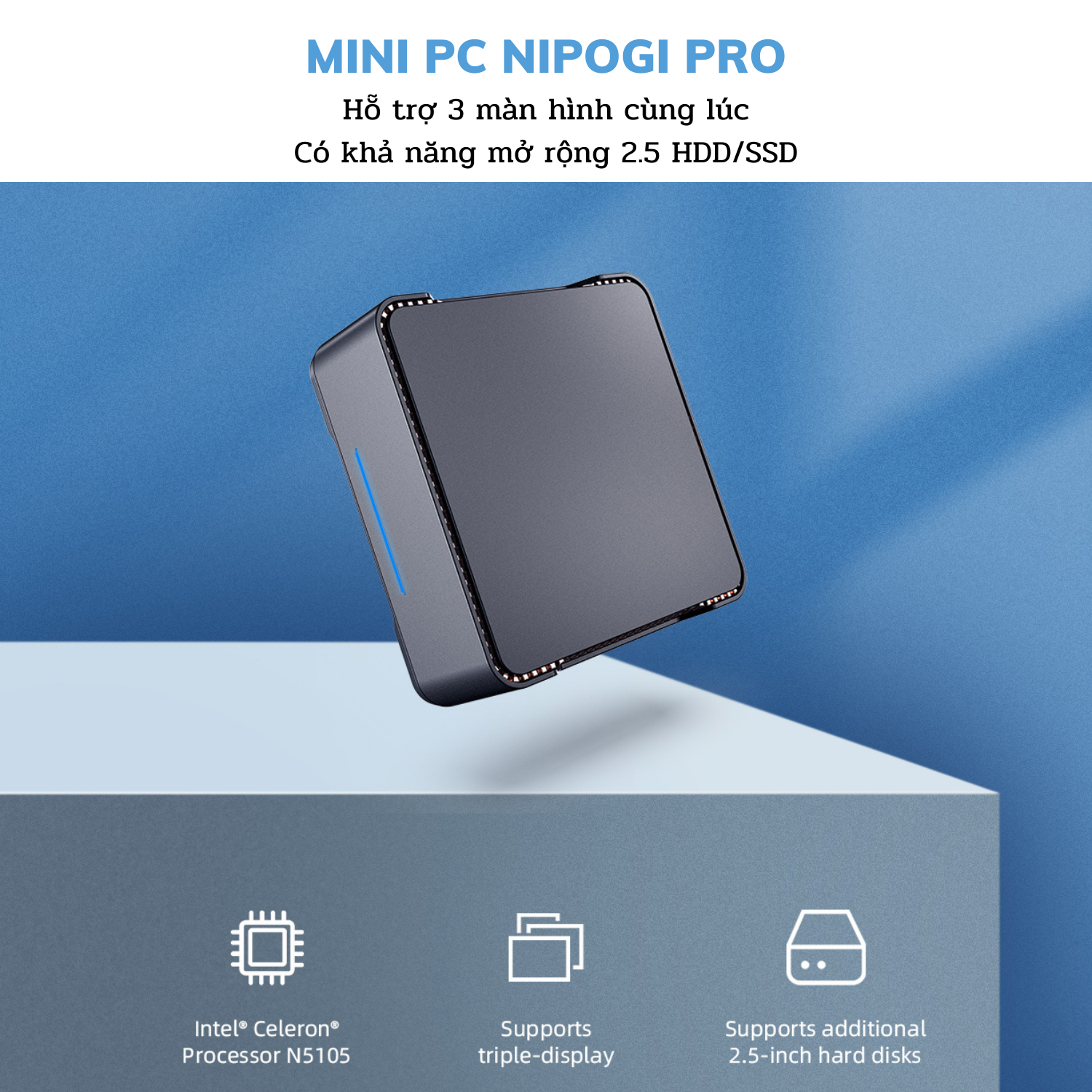 Máy tính để bàn Mini PC, CPU: Celeron N5105 RAM+ROM: 12GB+256GB (Hàng chính hãng)