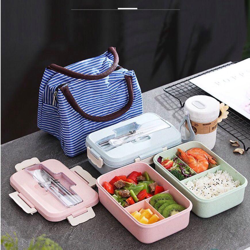 HỘP CƠM 2 TẦNG 3 NGĂN LÚA MẠCH KÈM MUỖNG ĐŨA CÓ GIÁ ĐỠ ĐIỆN THOẠI SỬ DỤNG ĐƯỢC TRONG LÒ VI SÓNG