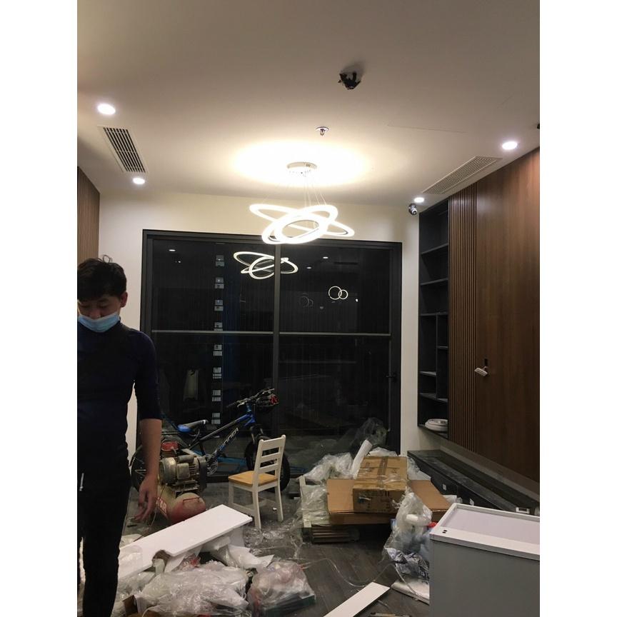 Đèn Decor Thả Trần 3 Vòng To Trang Trí Phòng Khách,Bếp Ăn,Phòng Ngủ Cao Cấp,Có Đèn Led 3 Màu Ánh Sáng,G4