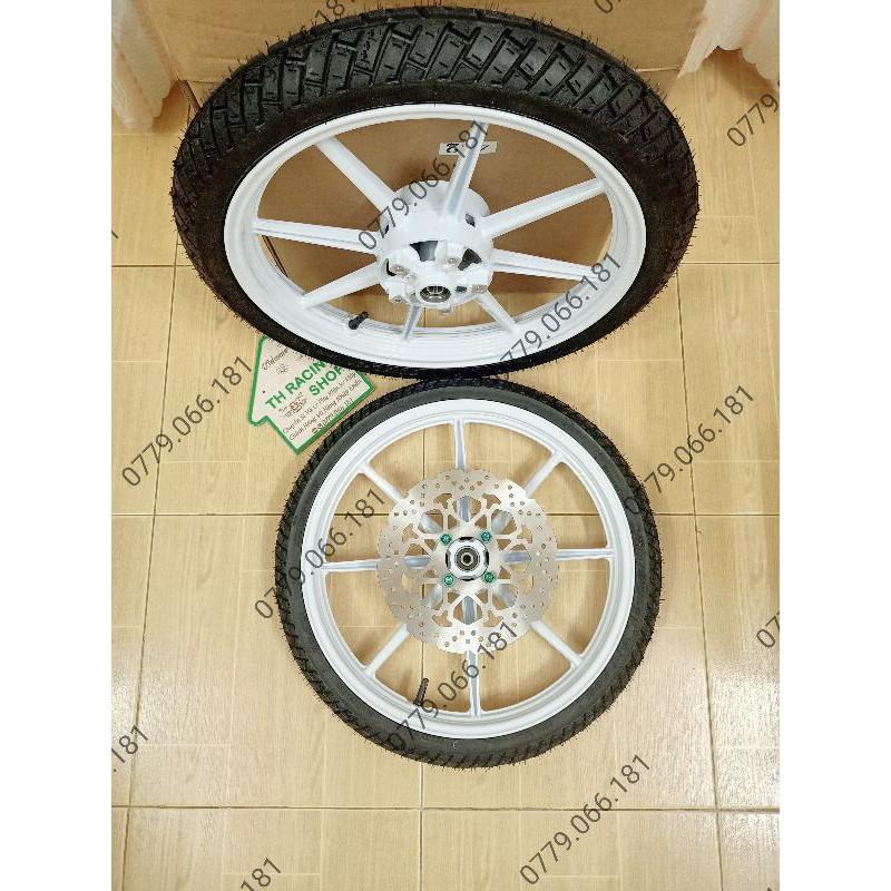 BÁNH MÂM CHO XE EXCITER 150 KIỂU 8 CÂY X1R MÀU TRẮNG SỮA KÈM ĐĨA ỐC KIỂU FULL VỎ CHEETAH THÁI LAN