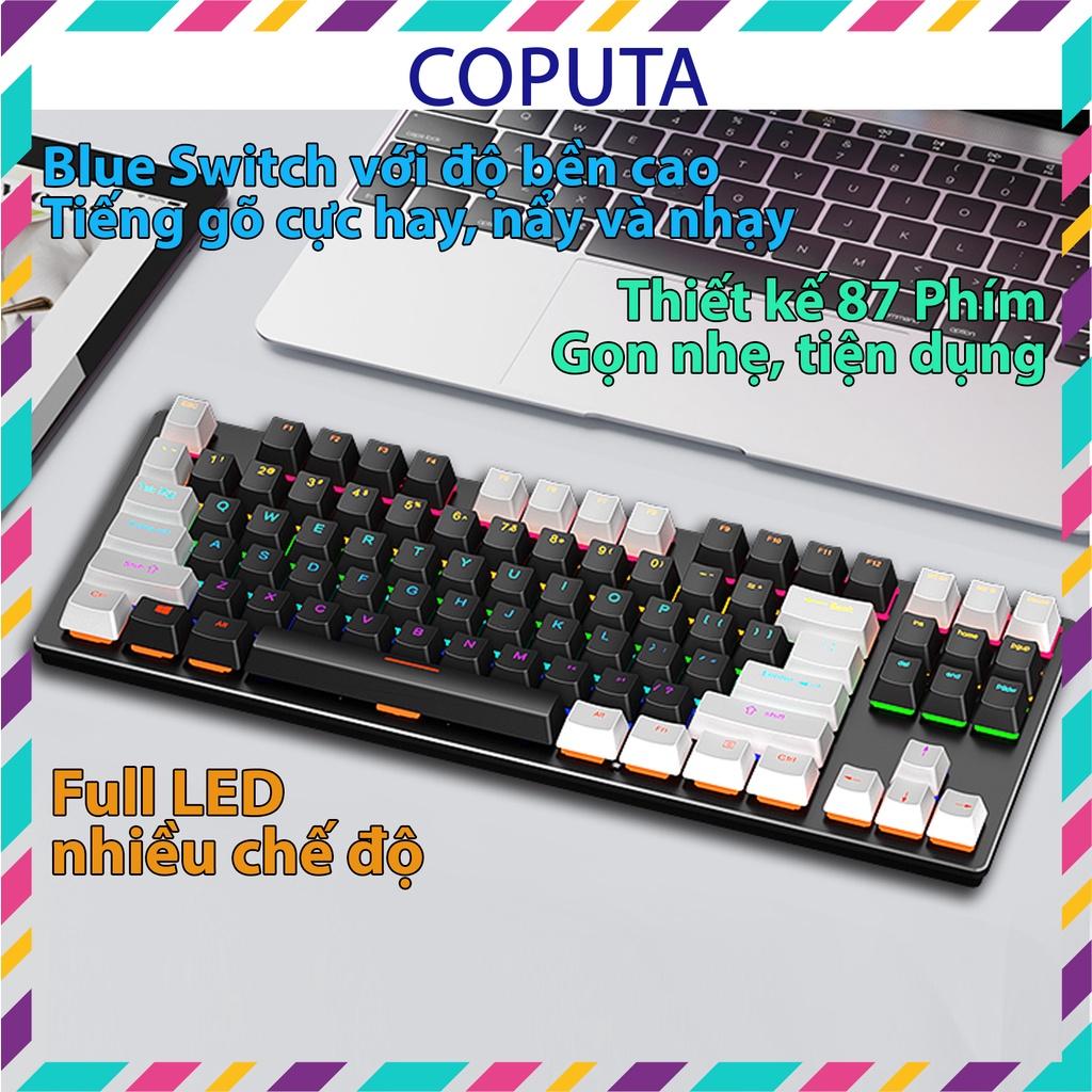 Bàn phím cơ Coputa bàn phím máy tính gaming chơi game laptop TKL Full LED Rainbow K550