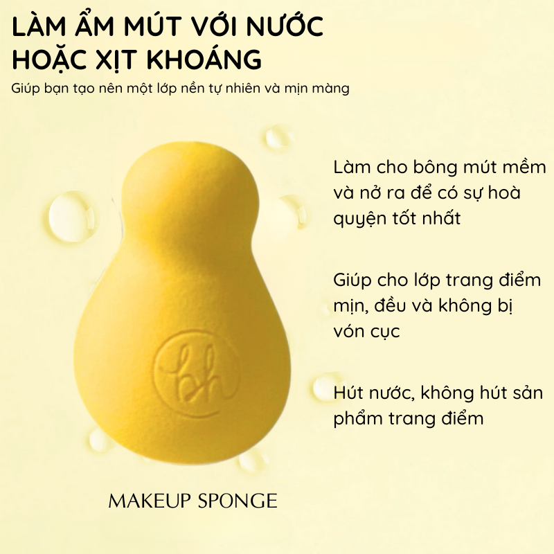 Mút Tán Kem Nền BH Cosmetics Yellow Sponge