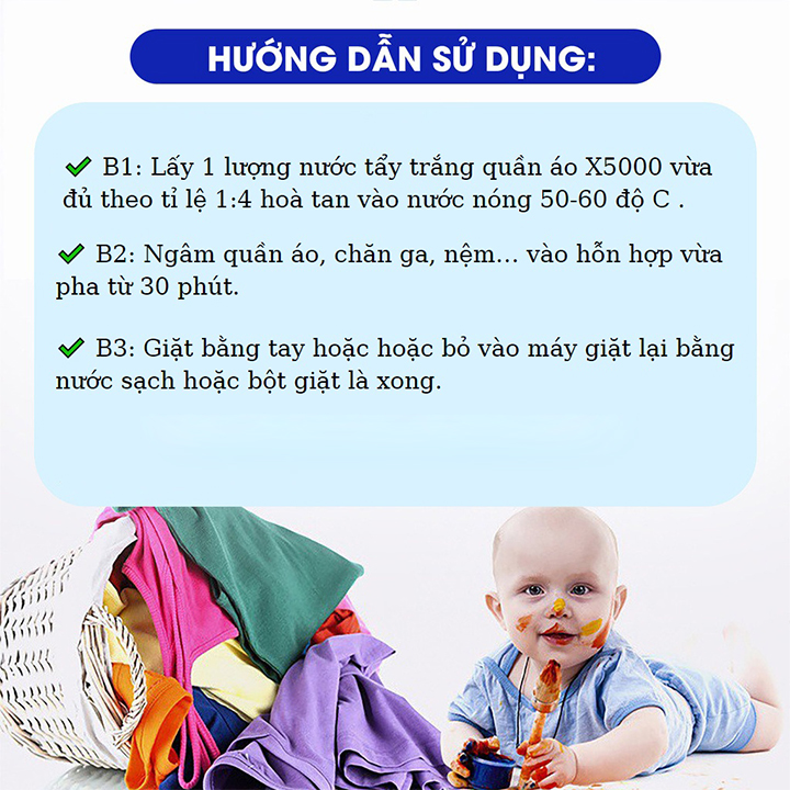 [Tặng Vòi Xịt] Nước Tẩy Quần Áo VIC OXY X5000 Tẩy Mốc, Ố Vàng, Lem Màu 500ml Tẩy Trắng Đánh Bay Mọi Vết Bẩn