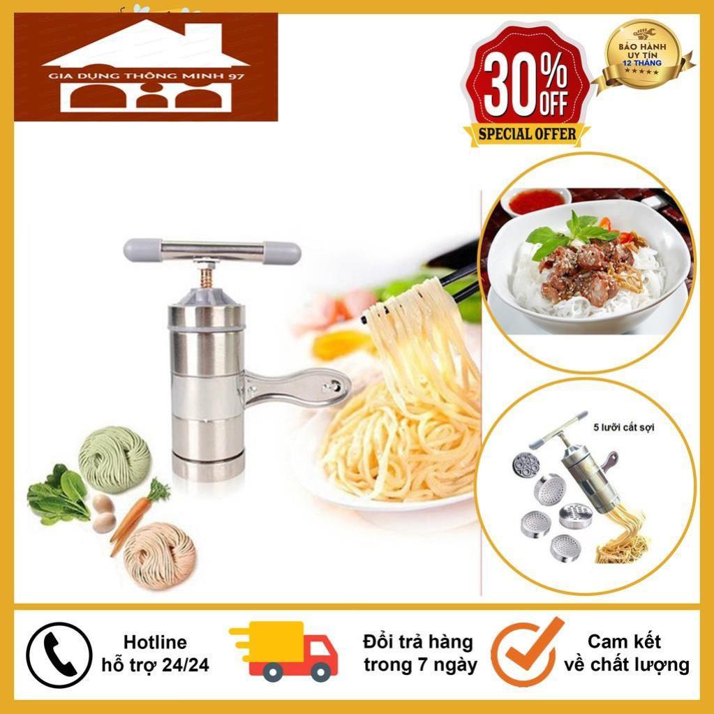 Máy Làm Bún, Mỳ Tươi Tại Nhà Bằng Inox, Tặng Kèm Bộ 5 Size Bún