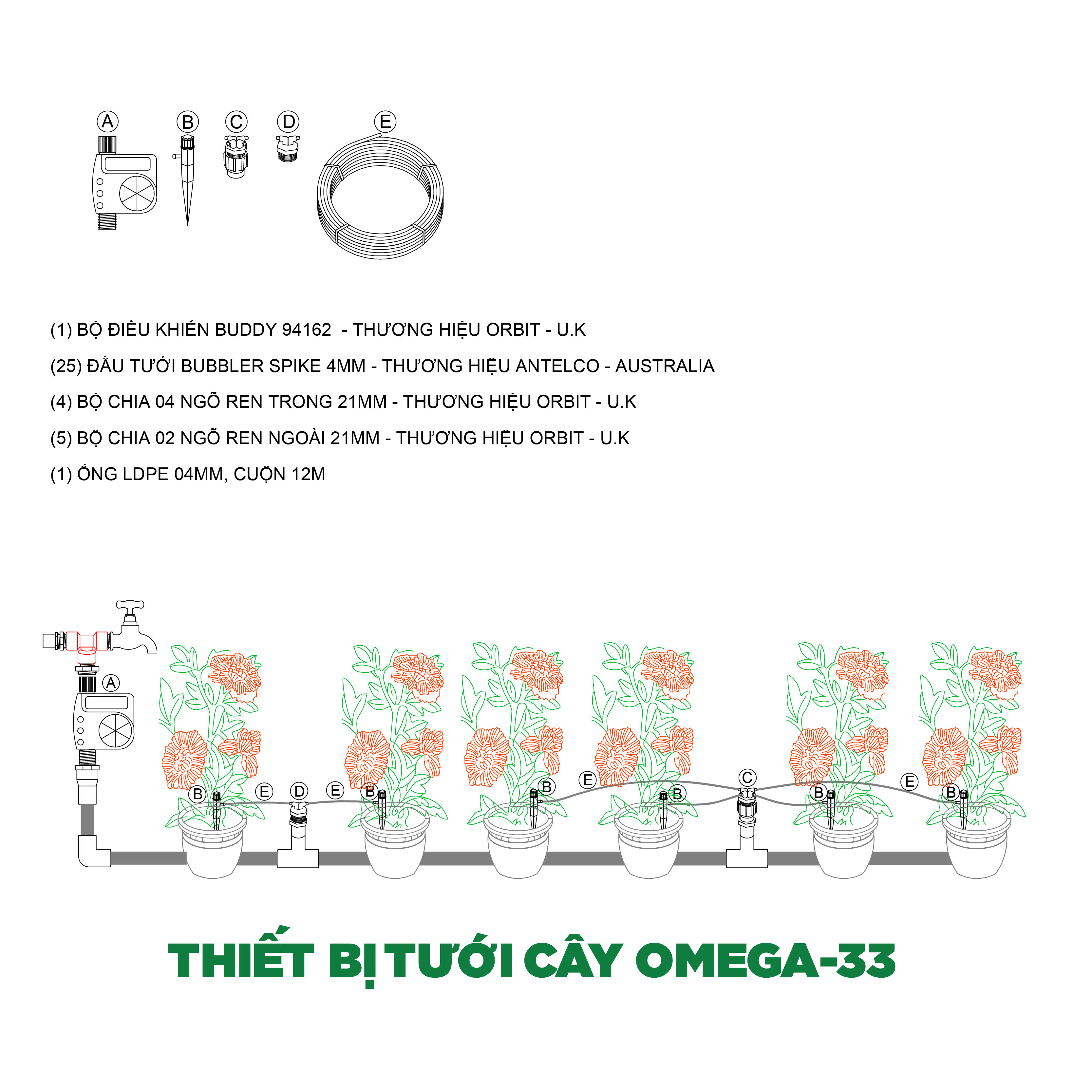 Tưới cây tự động OMEGA-33
