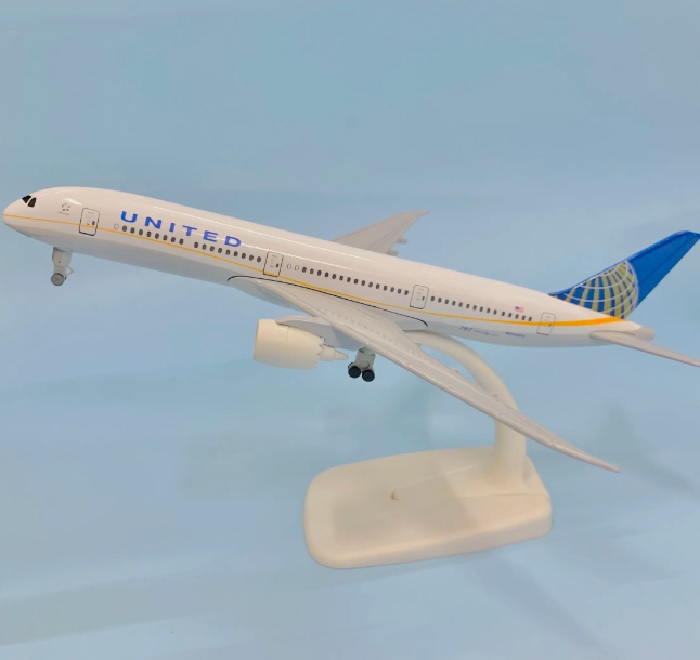 Mô hình máy bay tĩnh B787 United 20cm có bánh xe