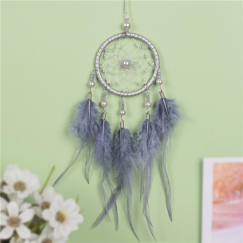 Dream catcher đính ngọc trai màu hồng trắng bạc