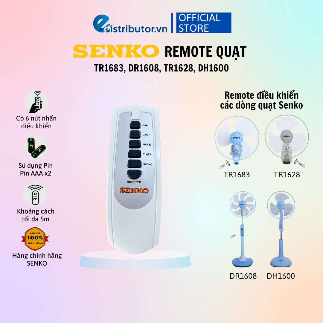 Remote Điều Khiển Quạt Senko Mã TR1683, DR1608, TR1628, DH1600 - Hàng Chính Hãng