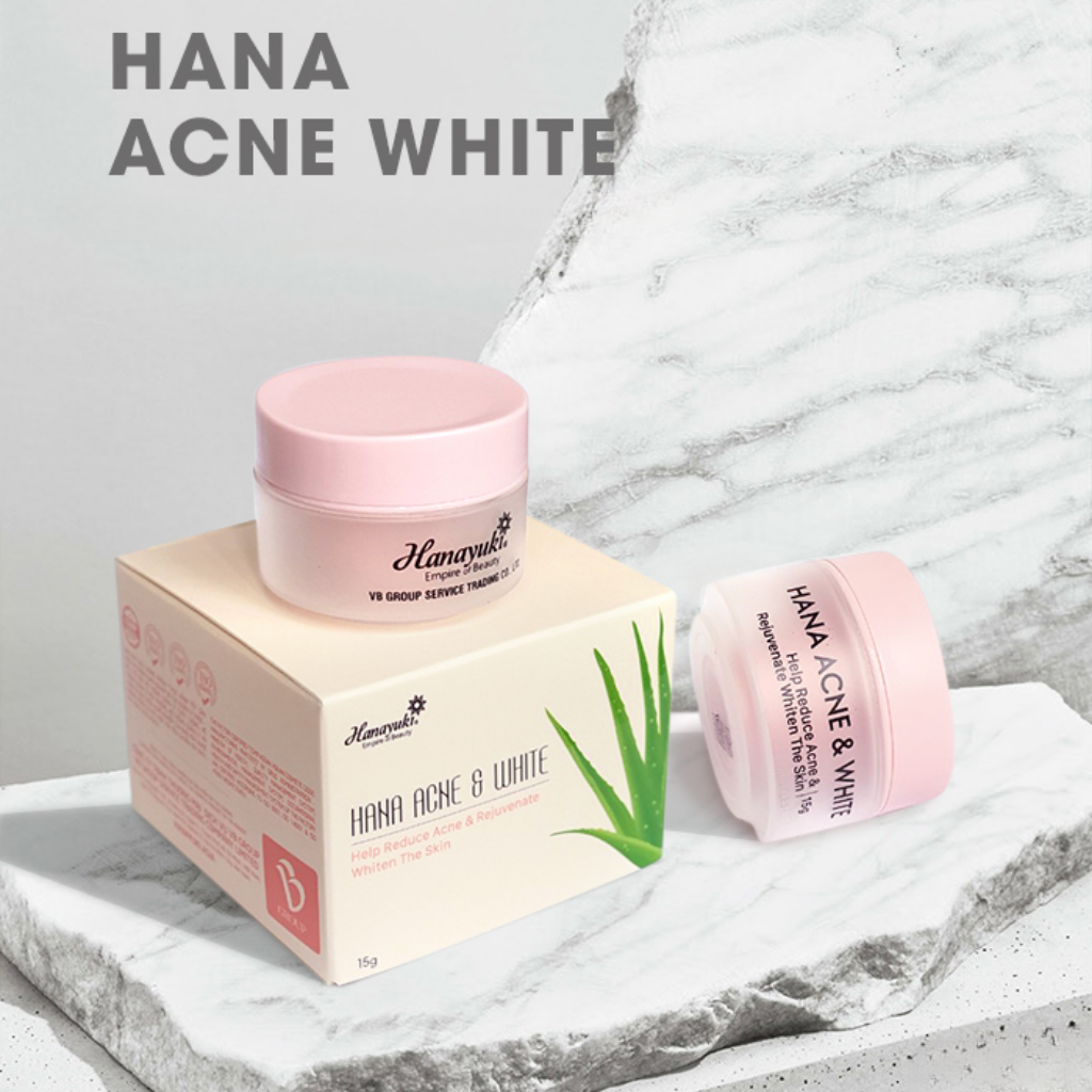 Kem Mụn Hana Acne &amp; White Hanayuki Chính Hãng Kem Mụn Thâm Dưỡng Ẩm Trắng Da 15g &amp; 25g
