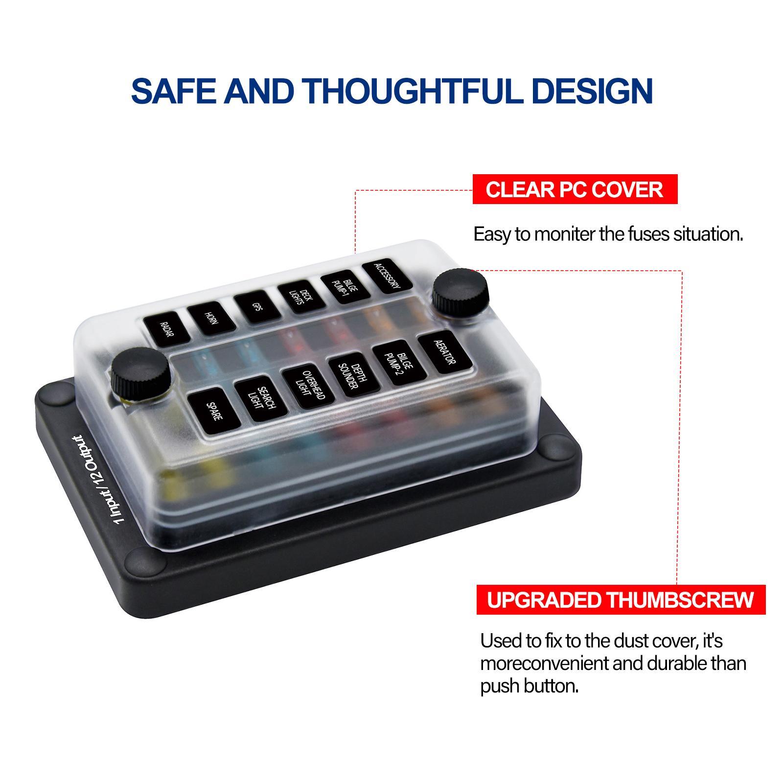 Multi Way Waterproof Fuse Box Automotive RV Van Vehicle Boat Marine Fuse Block