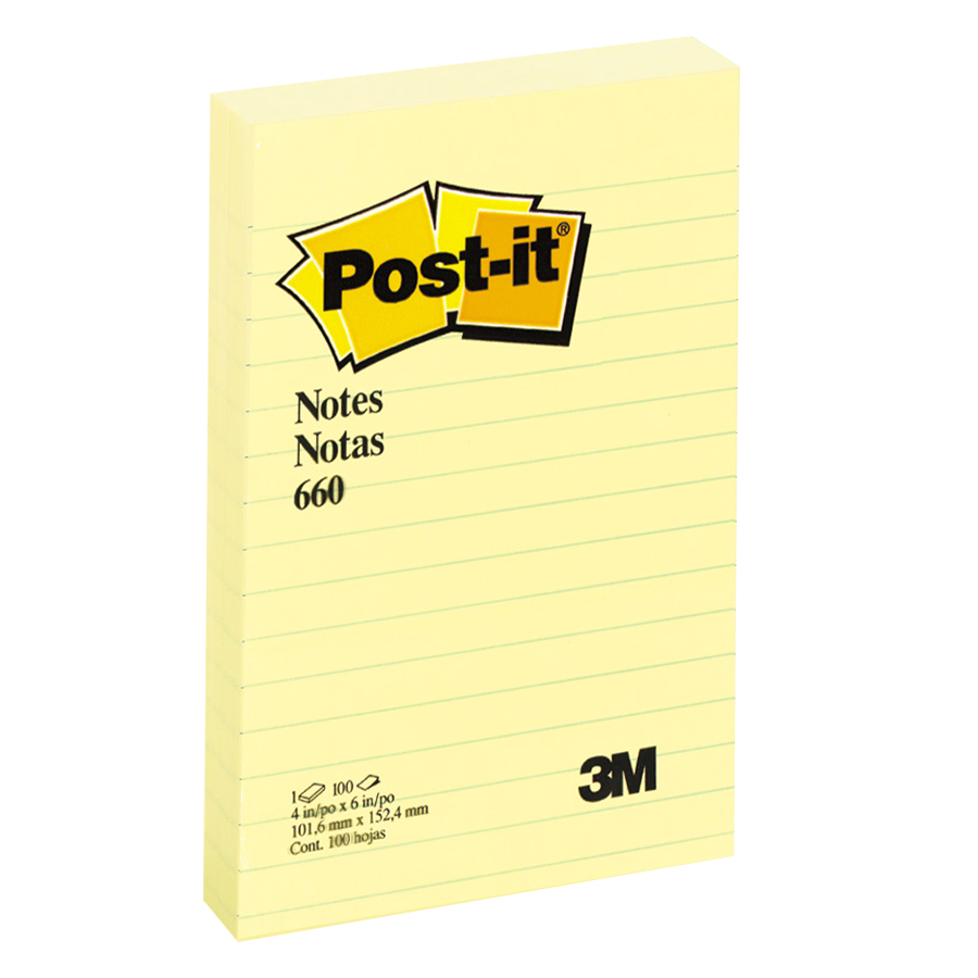 Giấy Ghi Chú Post-It 660 4X6 Lined Yel 72PD/CTN - 3M