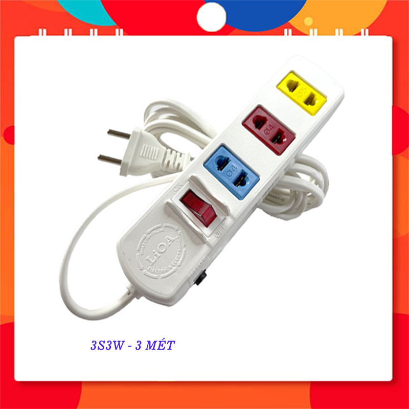 Ổ Cắm Điện 3S Dây 3m x 2 Lioa 3S3W - Trắng
