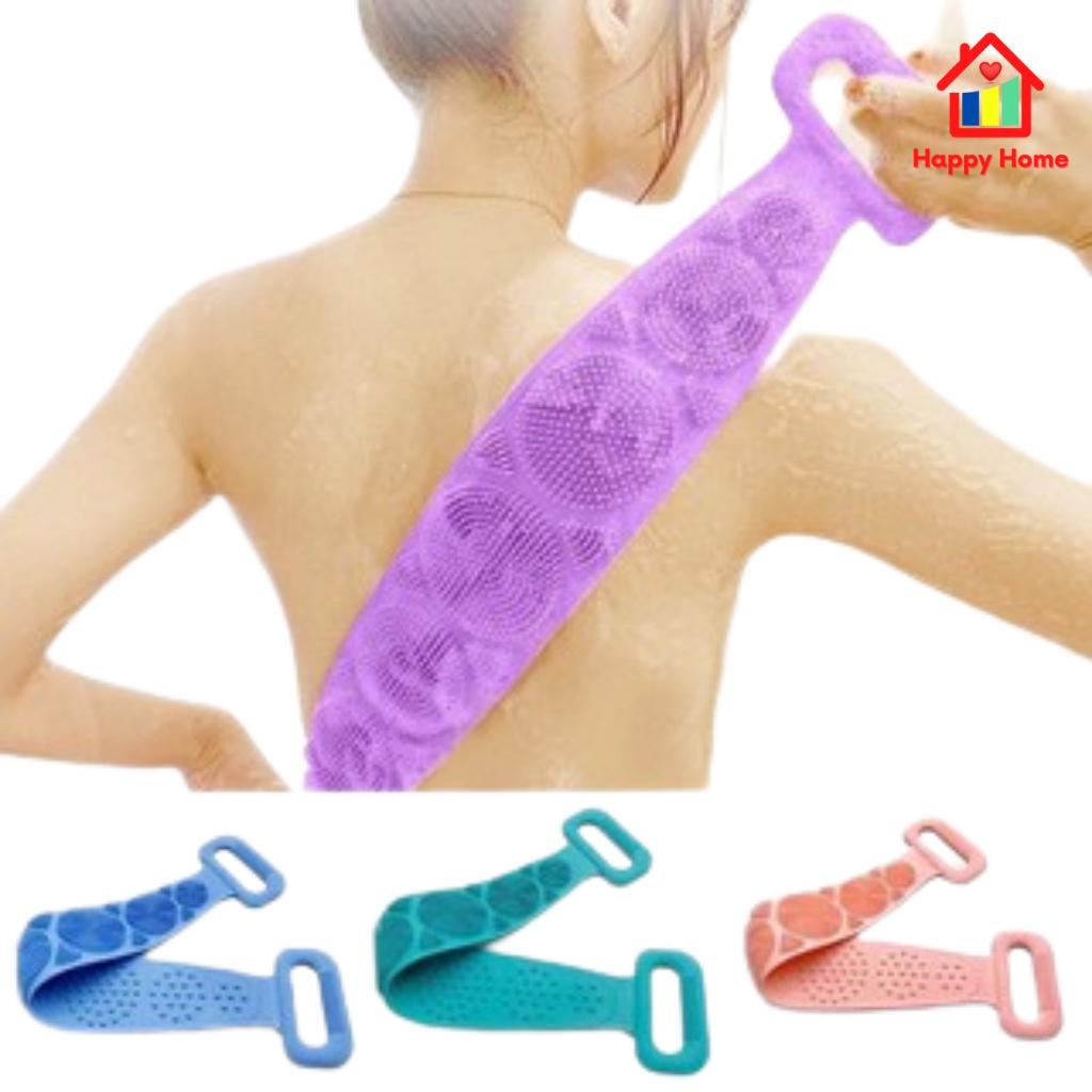 Dây đai chà lưng 2 mặt đa năng thay bông tắm, dụng cụ bằng silicon kỳ cọ massage tẩy da chết khi tắm Happy Home