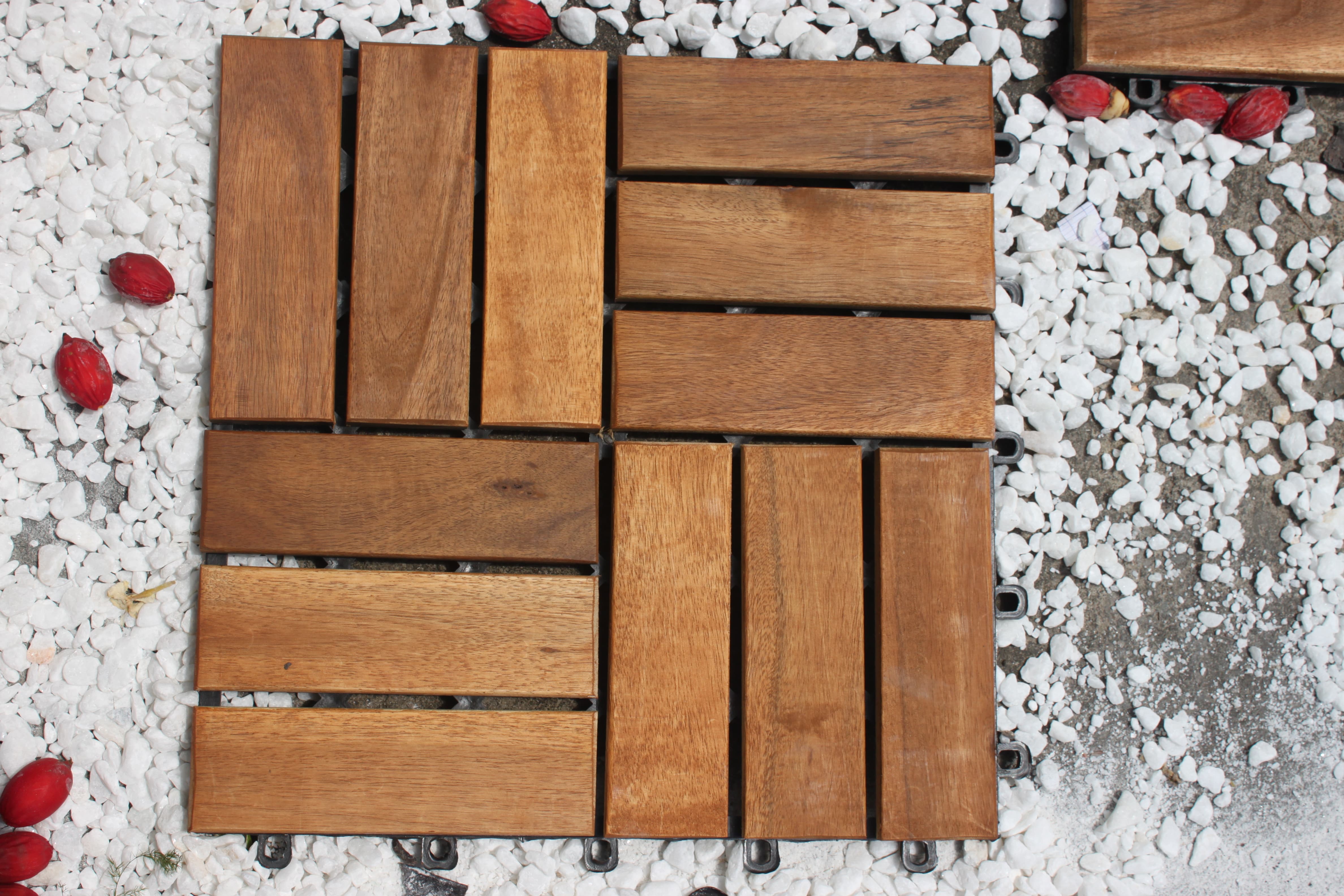 Combo 9 tấm ván sàn gỗ vỉ nhựa - Loại 12 nan - Màu nâu vàng lót sàn ngoài trời, sân vườn ,theo tiêu chuẩn xuất khẩu