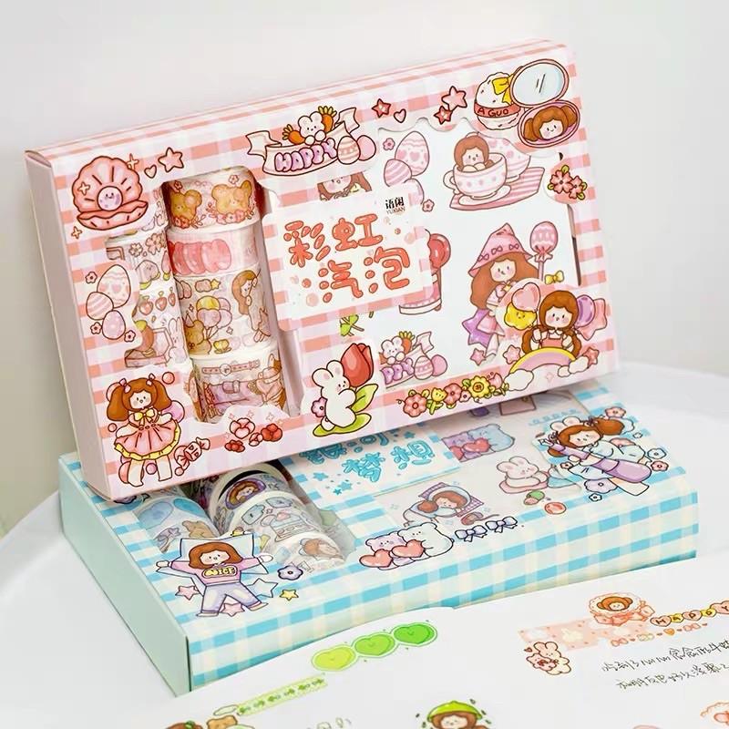 Hộp 10 cuộn washi tape và 10 tờ stickers | SWS01