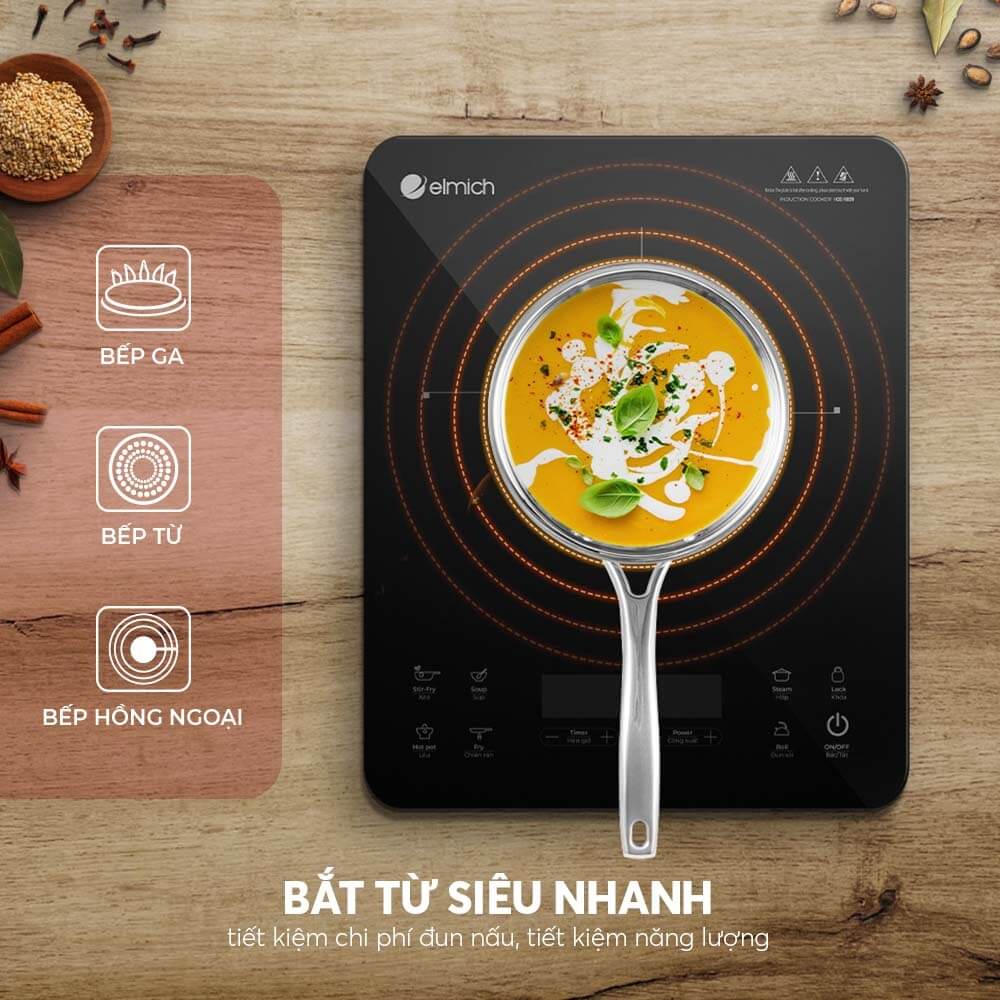 Chảo Nguyên Khối Sâu Lòng Inox 304 Elmich Trimax EL-3846 Nhiều Size,Hàng Chính Hãng, Đáy Từ -JoyMall