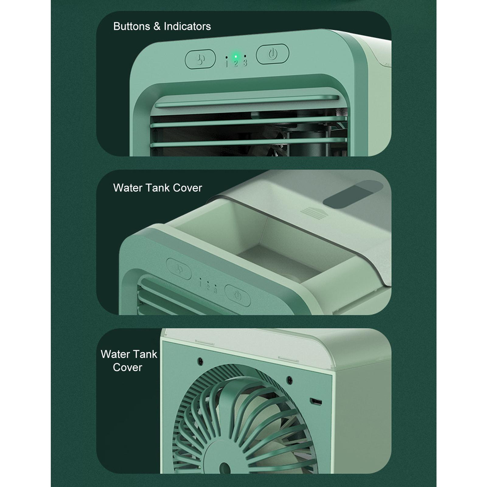 Quạt phun sương làm mát không khí để bàn cho cá nhân, gia đình - thiết kế nhỏ gọn, sạc USB, làm mát 3 tốc độ, êm ái