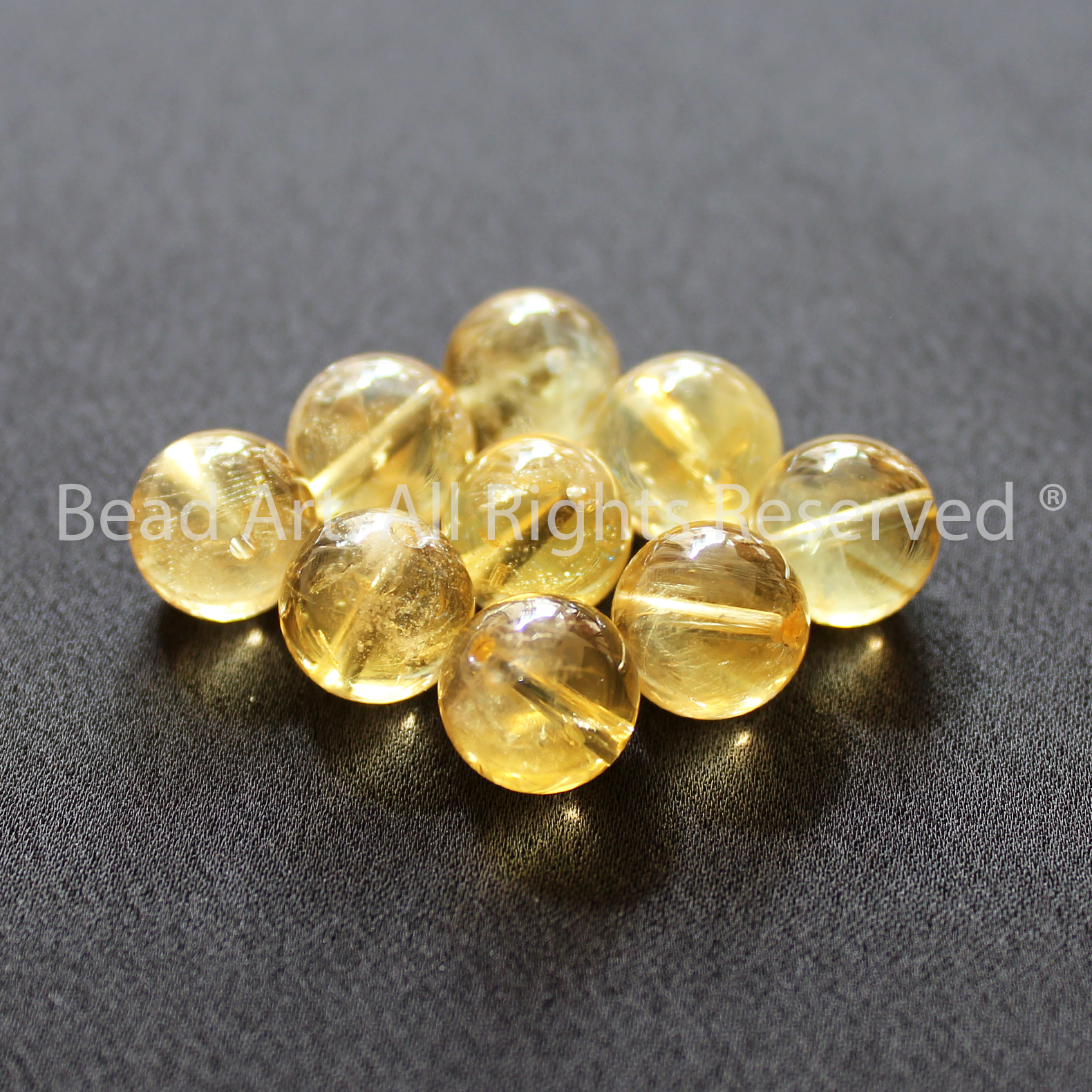 [1 Hạt] 10MM Đá Thạch Anh Vàng, Citrine Tự Nhiên, Mệnh Thổ, Kim, Đá Phối Vòng Tay Phong Thuỷ, Chuỗi Hạt, Loại A - Bead Art