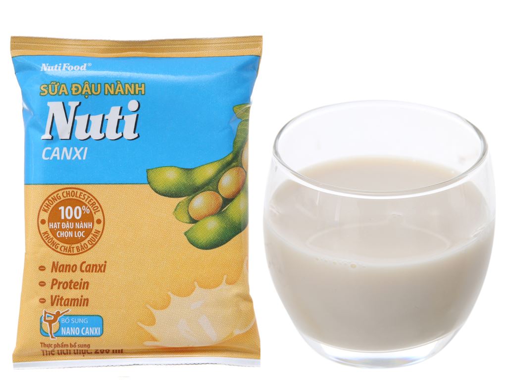 Thùng Sữa Đậu Nành Nutimilk Canxi 200ml (Bịch 200ml x 36) - Bổ Sung Thêm Canxi