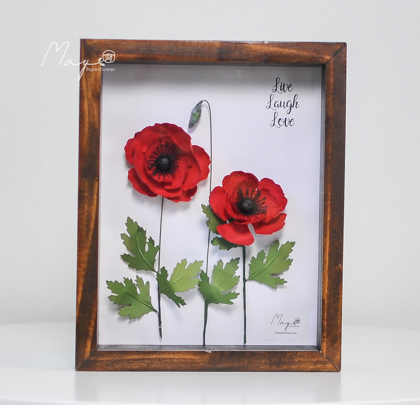 Tranh hoa giấy handmade trang trí cao cấp SIMPLICITY Hoa Poppy 20x25 cm - Maypaperflower Hoa giấy nghệ thuật