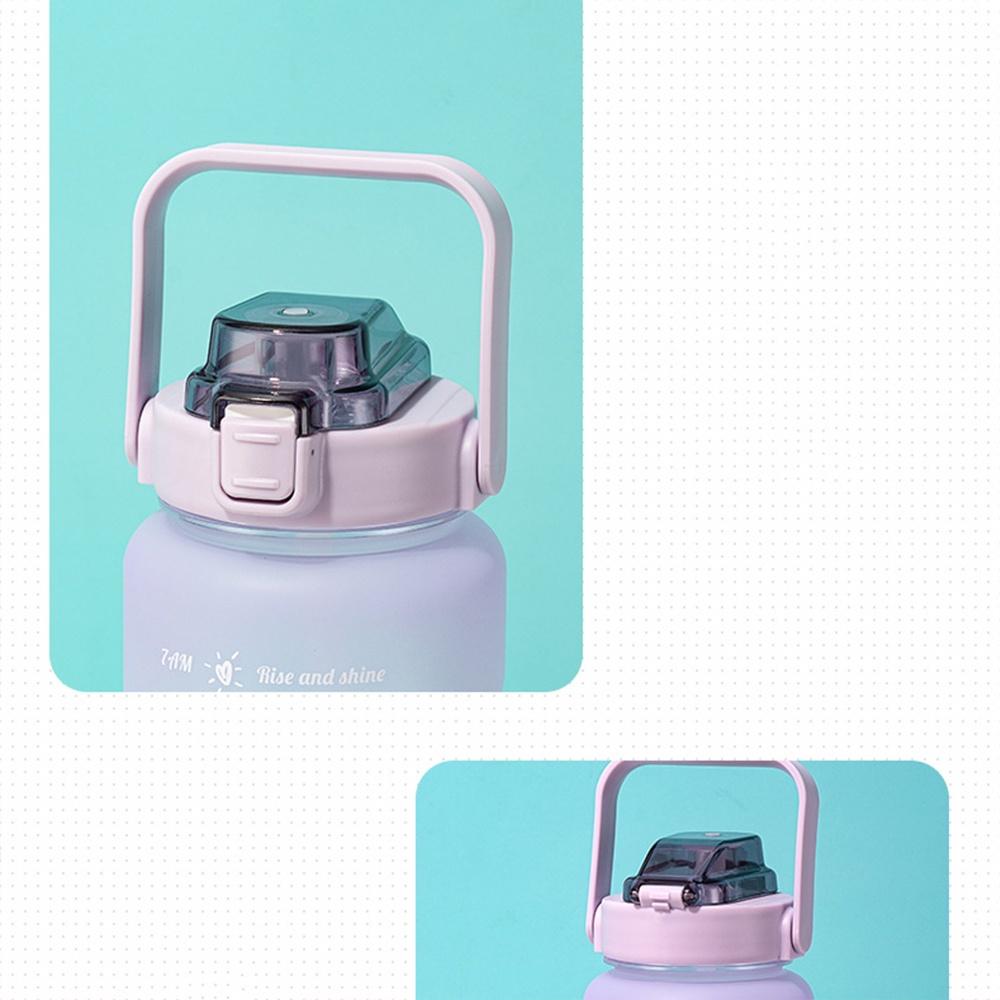 BÌNH NƯỚC 2 LÍT Có Ống Hút, Chia Vạch Báo Giờ Uống Nước Dễ Thương Cute Thể Thao - Tặng Kèm Sticker Dán