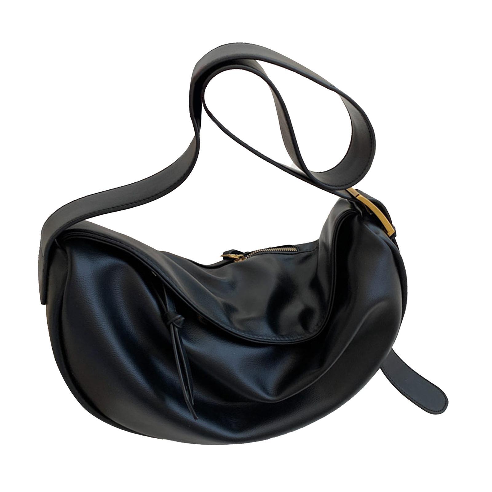Casual Dumpling Bun Tote Lady Purse Adjustable Strap Women Girls PU Leather Shoulder Bag